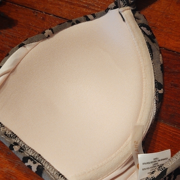 Shade & Shore Gray Leopard Print Halter Neck Bikini Top Sz 32B - Picture 7 of 9